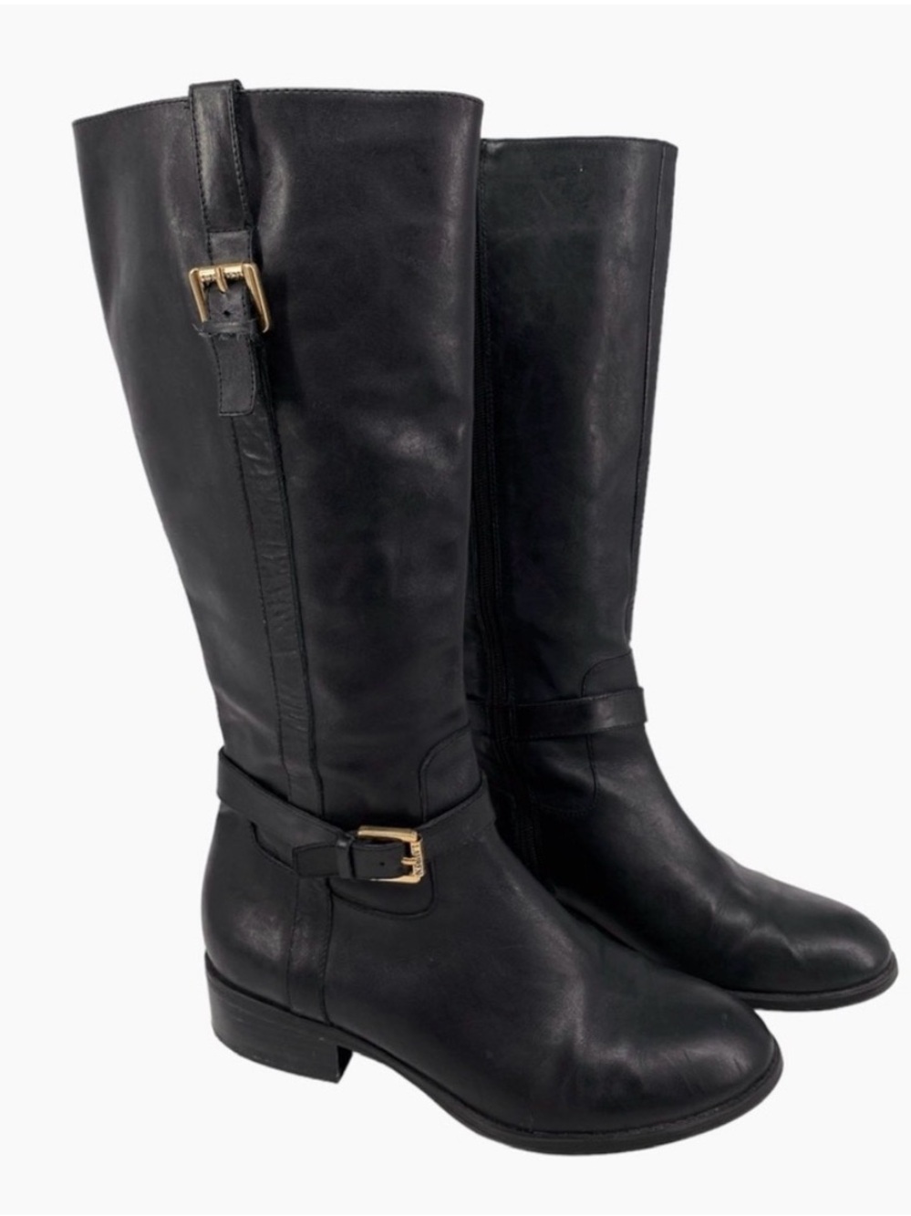 RALPH LAUREN Monica Tall Black Leather Knee-High Riding Boots Luxury size 8.5